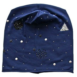 Шапка  трикотажная из хлопка синий Tranini 8002 JERSEY 02