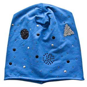 Шапка  трикотажная из хлопка голубой Tranini 8009 JERSEY 02