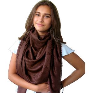 Платок брендовый шерстяной горький шоколад 1146