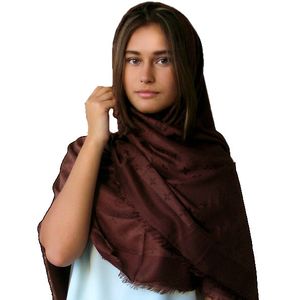 Платок брендовый шерстяной горький шоколад 1146