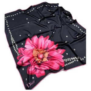 Женский платок шёлковый Dior черный 7708