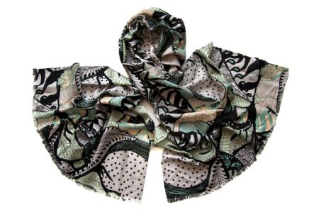 Палантин Tranini из шерсти и шелка 0202 фисташковый