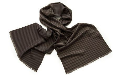 Шарф мужской шерсти и шелка Tranini  01304 в мелкую клетку и  полоску