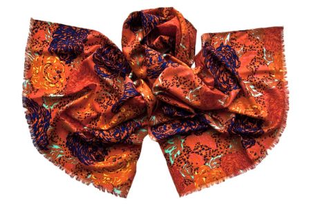 Палантин Tranini из шерсти и шёлка 0651  оранжевый