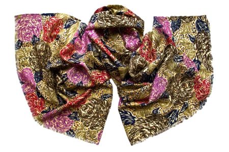 Палантин Tranini из шерсти и шёлка 0652  коричневый