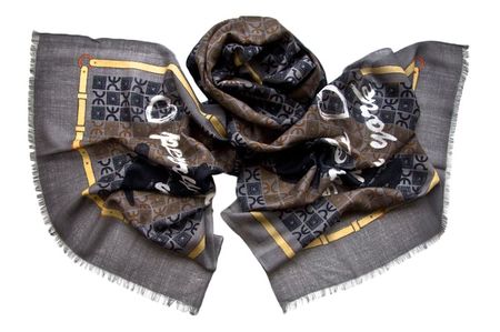 Палантин Tranini из шерсти и шёлка 0703  серый