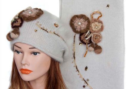 Комплект женский Tranini 0165 ART-MHBCK  берет+шарф