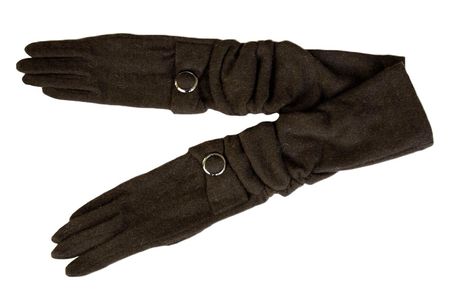 Перчатки женские шерстяные Tranini 40302 PERCH коричневые трикотажные