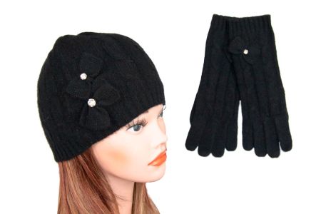 Шапка женская Tranini в комплекте с перчатками Tranini 2007 ART-KEC-70-71-BLACK