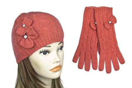 Шапка женская Tranini в комплекте с перчатками Tranini 2004 ART-KEC-70-71-RED