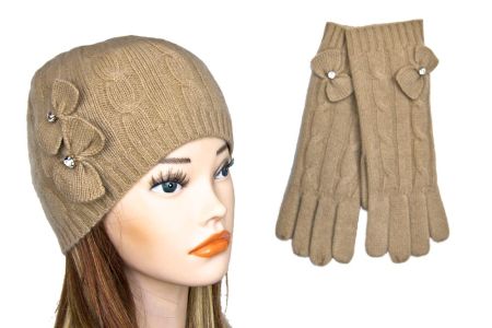 Шапка женская Tranini в комплекте с перчатками Tranini 2005 ART-KEC-70-71-TEDDY-BEAR