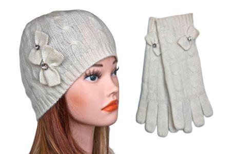 Шапка женская Tranini в комплекте с перчатками Tranini 2006 ART-KEC-70-71-WHITE