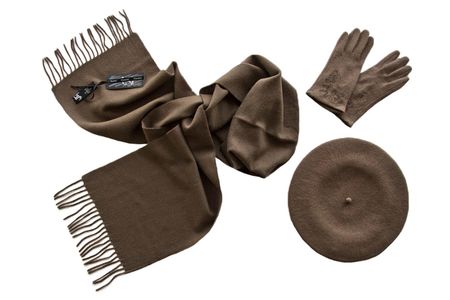 Комплект женский (берет, шарф, перчатки) 00541 темно-бежевый