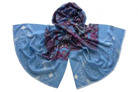 Палантин шерстяной голубой Tranini