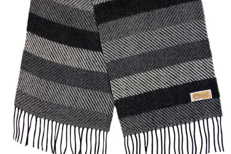 Шарф мужской кашемир Tranini 30501 серый в елочку