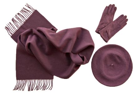 Комплект (берет, шарф, перчатки) марсала 00391