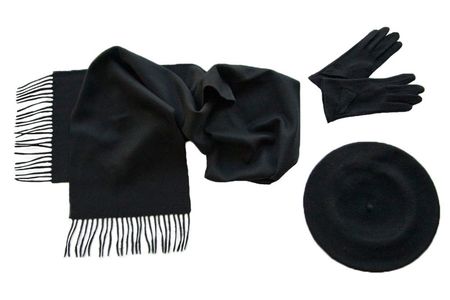 Комплект (берет, шарф, перчатки) черный 00392