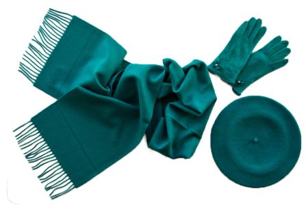 Комплект (берет, шарф, перчатки) 00361 бирюзовый