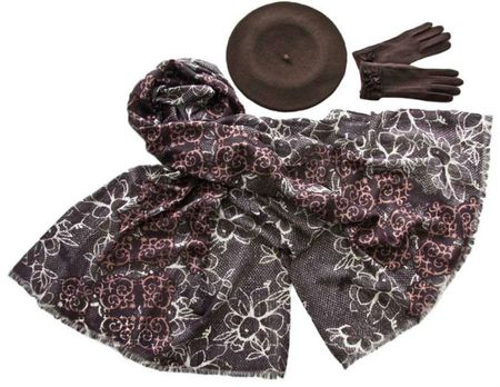 Комплект (берет, палантин, перчатки) Tranini 45025