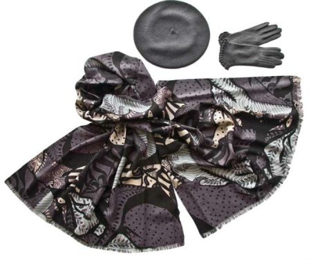 Комплект (берет, палантин, перчатки) Tranini 51028