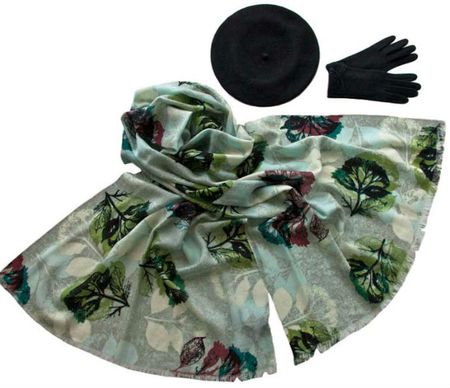 Комплект (берет, палантин, перчатки) Tranini 45043