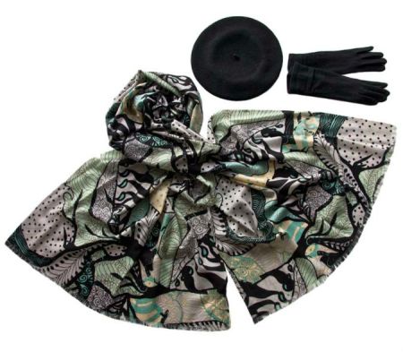 Комплект (берет, палантин, перчатки) Tranini 55007