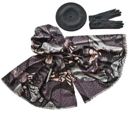 Комплект (берет, палантин, перчатки) Tranini 55006