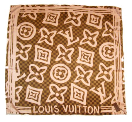 Платок брендовый шелковый  коричневый 1196