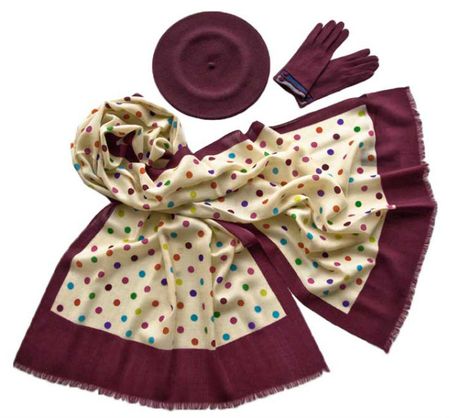 Комплект (берет, палантин, перчатки) Tranini 39005 бордовый