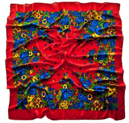 Платок шерстяной Tranini 0401 русский узор красный