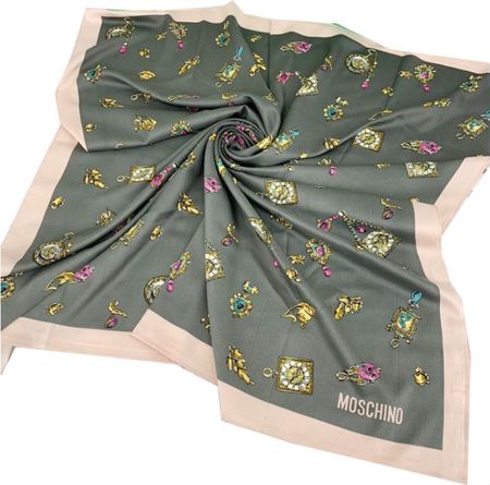 Платок шелковый женский Moschino серый 40014