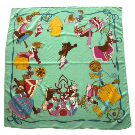 Платок шелковый Tranini   бирюзовый 5530 PLATOK 2