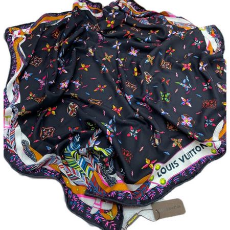 Платок брендовый шелковый   черный 300121