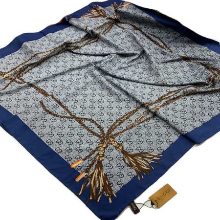 Шелковый женский платок Gucci синий  060103