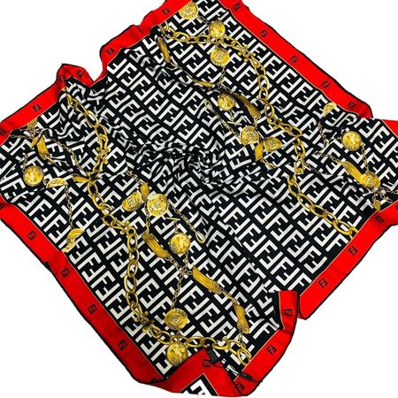 Женский шёлковый платок Fendi красный 241107
