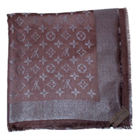 Платок брендовый шерстяной шоколад с серебром 06112501
