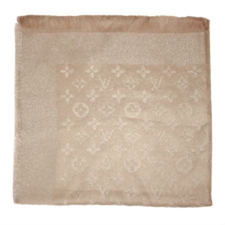 Платок брендовый шерстяной  бежевый с серебром 1176