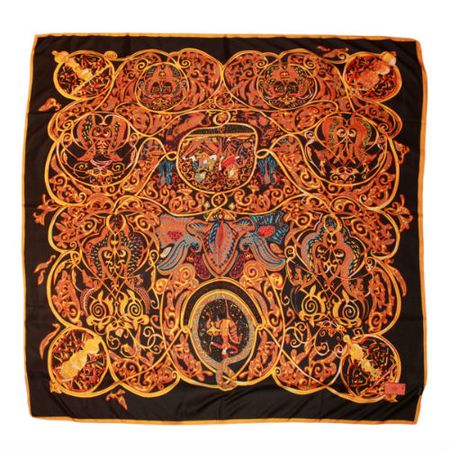 Шелковый платок HERMES черный, 5130 Шелковый платок HERMES черный, 5130