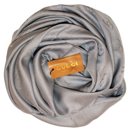 Шелковый женский платок Gucci серый 6031