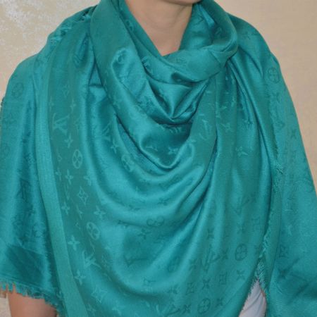 Платок брендовый шерстяной бирюзовый 1153