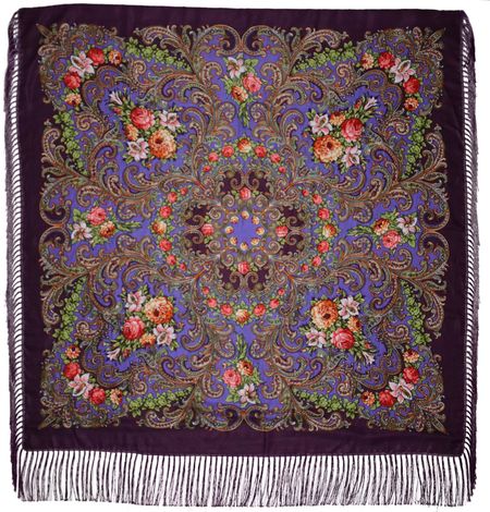Платок с павловопасадским узором фиолетовый 0900 Платок с павловопасадским узором фиолетовый 0900