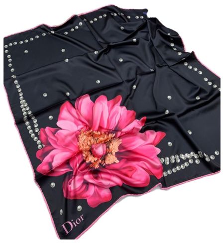 Женский платок шёлковый Dior черный 7708