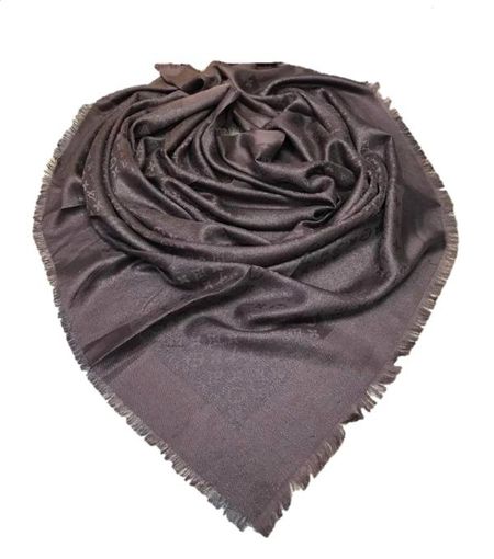 Платок брендовый шерстяной коричневый с люрексом 180113