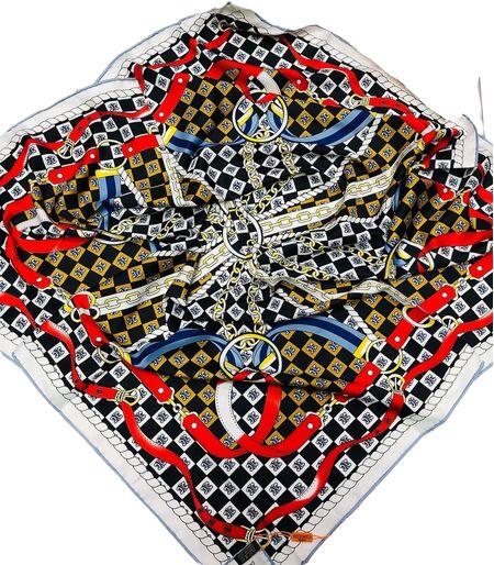 Платок брендовый шелковый красный 241109