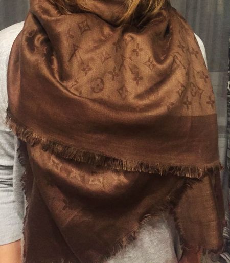 Платок брендовый шерстяной  молочный шоколад 140х140