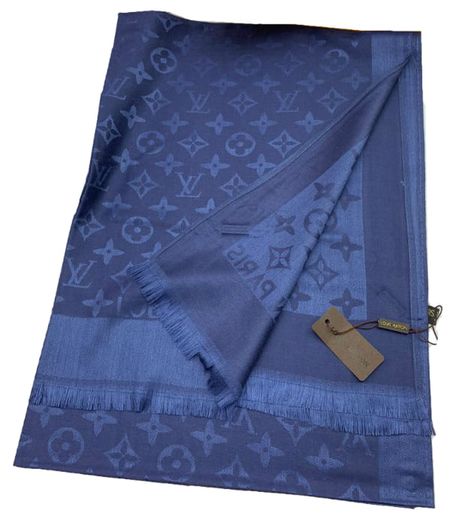 Палантин брендовый 031201 синий