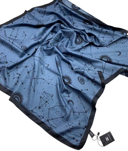 Шелковый платок Chanel 110115 синий