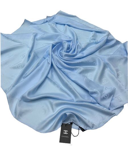 Шелковый платок Chanel 510200 голубой