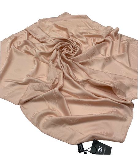 Шелковый платок Chanel 610191 розово-бежевый