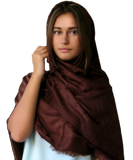 Платок брендовый шерстяной горький шоколад 1146